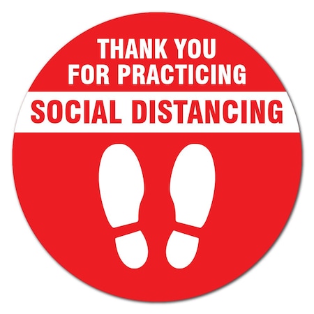 Thank You For Social Distance Red Non-Slip Floor Graphic, 6PK